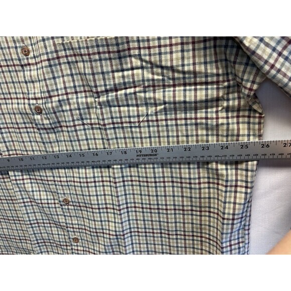 LL Bean Men’s XL Tall Plaid Flannel Button Down Shirt Y2K Beige Cotton Blend - Picture 3 of 7